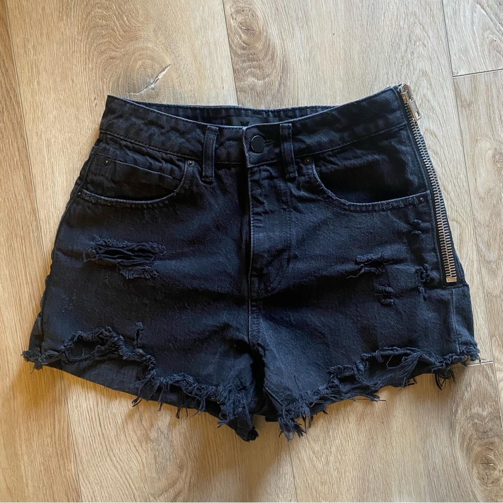 Denim x Alexander Wang Black Bite Side Zip Jean Shorts